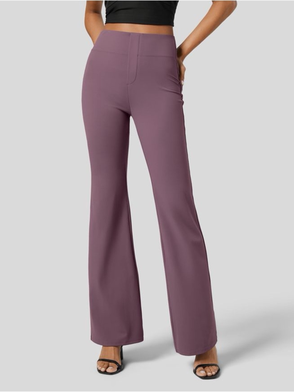 Halara Flex High Waisted Back Side Pocket Slight Flare Work Pants Purple NWT